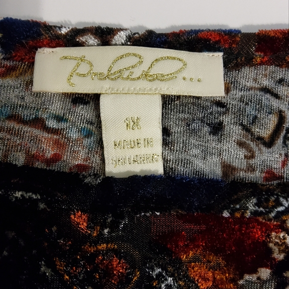 NWT!Prelude 1X Velvet Coffee Paisley/Floral Flared Sleeve Shift Dress Scoopneck - Picture 8 of 10
